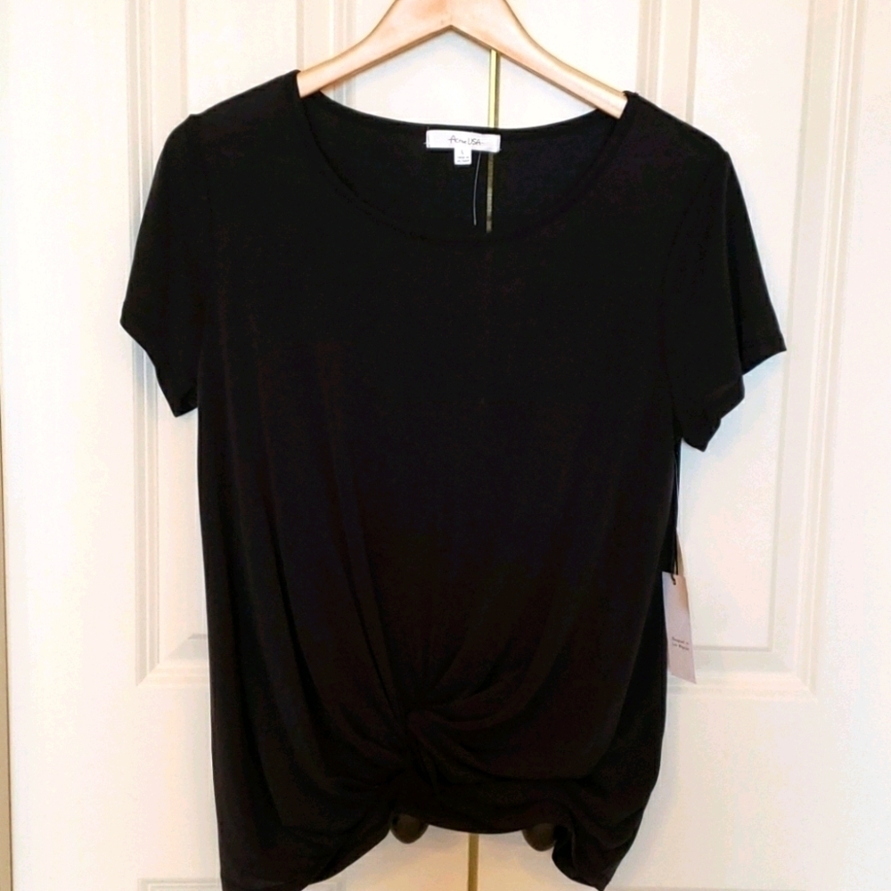 Black high low soft blouse